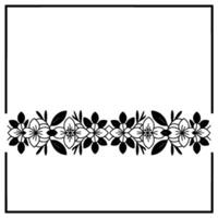 Minimalist Floral Border , Black White, Elegant Frame vector