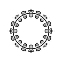 Black White Floral Circle Frame Minimalist vector