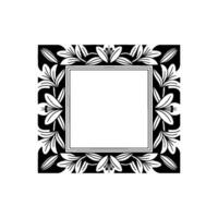 Elegant Floral Frame in Black and White on White Background vector