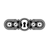 Steampunk Keyhole Black White Mechanical on Light Gray vector
