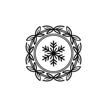 Minimalist Snowflake Emblem with Botanical Frame vector
