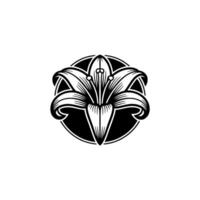 Elegant Black and White Lily Floral on White Background vector
