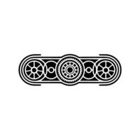 Geometric Monochrome Ornament Decorative Wheel on White vector