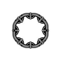 Art Deco Circle Frame, Black and Silver, Illustration vector