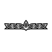 Minimalist Leaf Motif Border, Black and White, Geometric vector