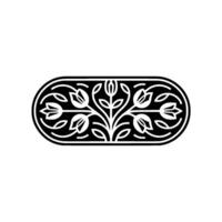 Black and White Floral Border Element, Minimalist Style vector