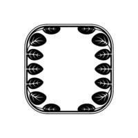 Elegant Black White Leaf Border, Rounded Rectangle Frame, Minimalist vector