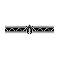 Minimalist Leaf Geometric Border Black on White, vector