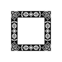 Minimalist Floral Border Frame, Black and White, Decorative Element vector