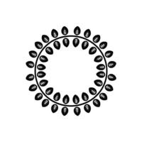 Minimalist Leaf Circle Frame , Monochrome vector