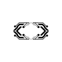 Abstract Tech Circuit Board , Minimalist Black and White vector