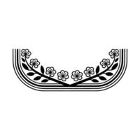 Black White Floral Crescent Minimalist for Decor Branding vector