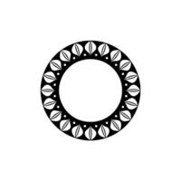 Black and White Leaf Motif Circular Frame Minimalist vector