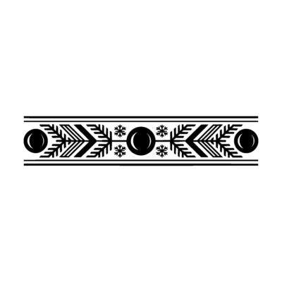 Geometric Winter Pattern Border, Black White