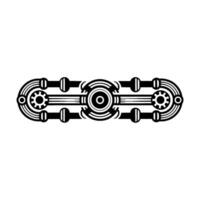 Abstract Art Deco Mechanical Element, Geometric, Black White, Isolated vector