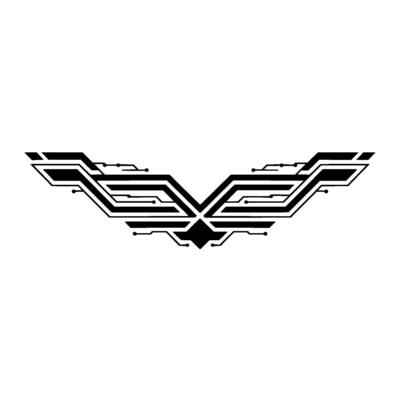 Abstract Tech Wings Emblem Modern Geometric Circuit