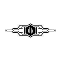 Minimalist Tech Circuit , Black on White, Futuristic vector