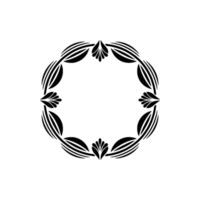 Elegant Minimalist Floral Circle Frame, Black and White, Decorative Element vector