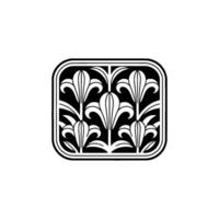 Art Deco Floral Pattern in Black and White, Minimalist vector