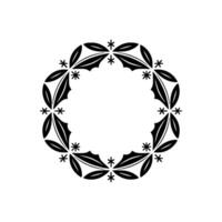 Geometric Black Leaf Circle Ornament on White Background vector