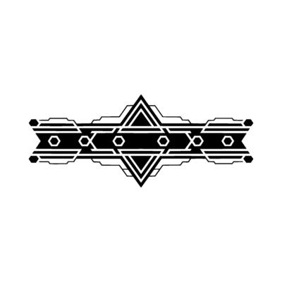 Geometric Art Deco Motif, Black White Element