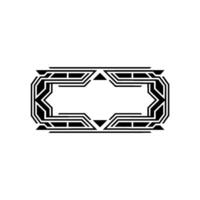 Geometric Black and White Frame on Light Gray Background vector