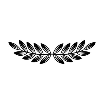 Simple Black Laurel Wreath on White Elegant for
