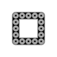 Floral Frame Square Decorative in Black and White vector