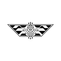 Abstract Circuit Board , Minimalist Tech Wings vector
