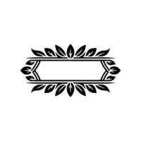 Elegant Botanical Frame in Black White for Invitations Logos vector