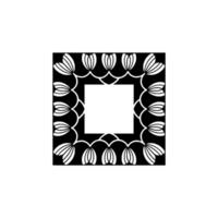 Geometric Floral Frame, Square , Modern Minimalist, Black White, Decorative Element vector