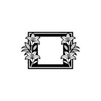 Elegant Lily Frame in Black and White Botanical Element vector