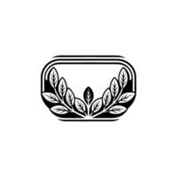 Minimalist Botanical Emblem Leaves Frame on Cream Background vector