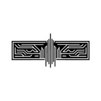 Abstract Tech Circuitry Emblem in Minimalist Style vector