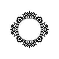 Elegant Black and White Circular Decorative Frame, Ornamental vector