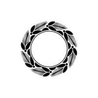 Minimalist Botanical Wreath Circle Frame, Black White vector