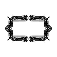 Steampunk Frame Decorative Black and White Border with Ornamental vector
