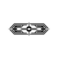 Futuristic Tech Symbol, Minimalist , Black and White vector