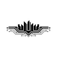 Tech Metropolis Minimalist Circuit Board Cityscape vector