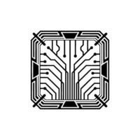 Circuit Board Minimalist Black and White Tech vector