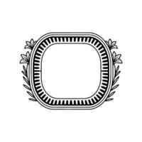 Ornate Black and White Floral Frame, Clean Element vector