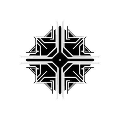 Art Deco Geometric Black and White Starburst