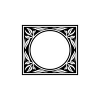 Elegant Black and White Floral Frame Circle and Square vector