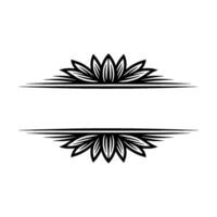 Decorative Floral Element Frame, Black and White , Minimalist vector