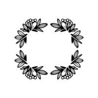 Minimalist Floral Frame, Black and White Botanical Element vector