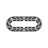 Minimalist Oval Frame with Leaf Motif Monochromatic vector