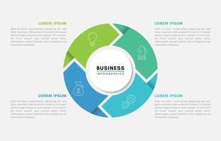 Circular business infographics design template with 4 steps or icons vector