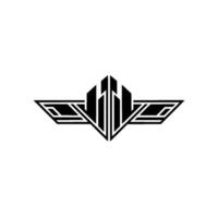 Modern Minimalist Geometric Winged Emblem on White vector