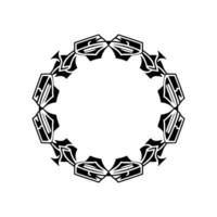 Geometric Art Deco Circle Frame, Black and White Illustration vector