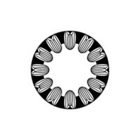 Minimalist Floral Circle Pattern in Black and White Decorative vector
